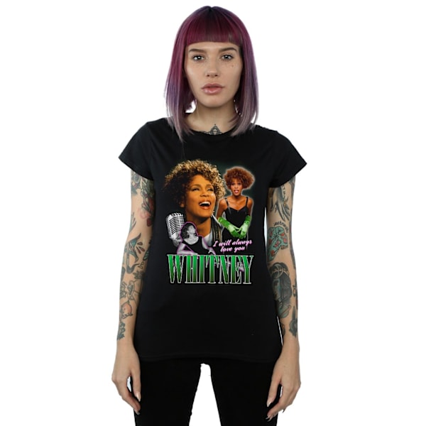 Whitney Houston Dam/Kvinnor Jag Kommer Alltid Älska Dig Hyllning Bomull T-shirt Black XXL