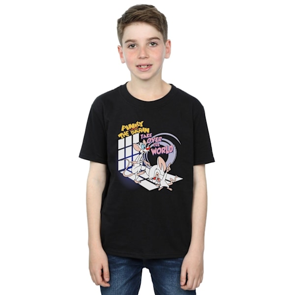 Animaniacs Boys Pinky And The Brain Take Over The World T-shirt Black 12-13 Years