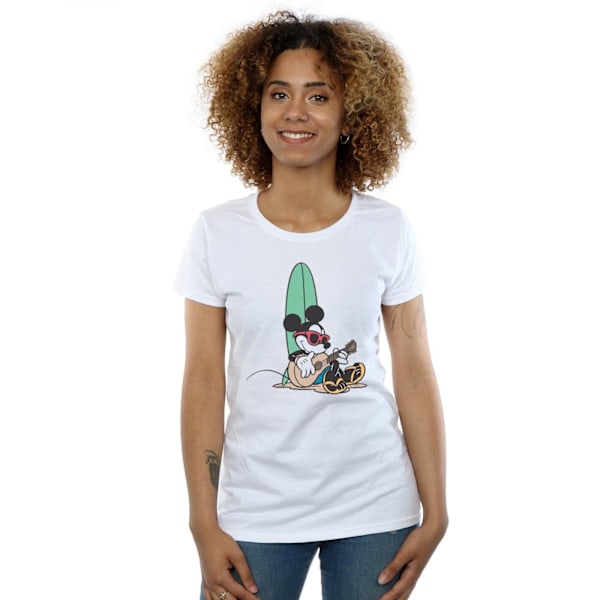 Disney Dam/Kvinnor Mickey Mouse Surf And Chill Bomull T-shirt White S