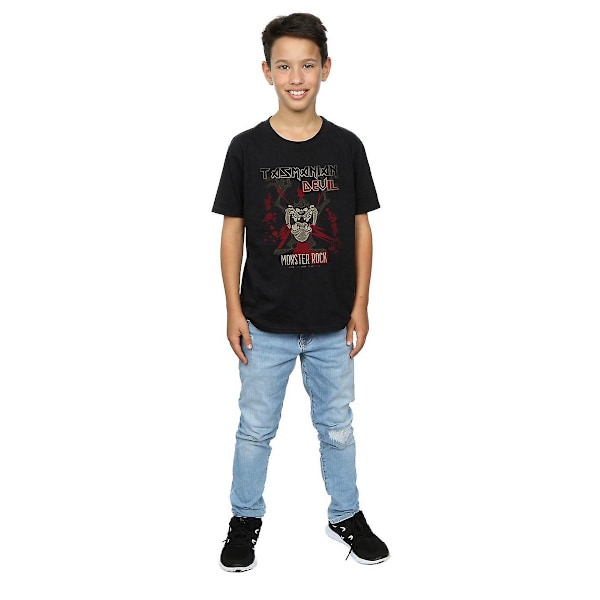 Looney Tunes Boys Monster Rock Tasmanian Devil Bomull T-shirt 9 Black 9-11 Years