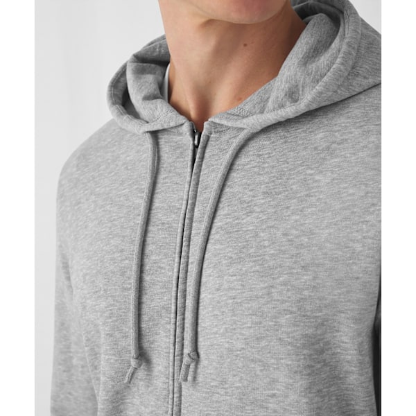 B&C Herr Hoodie med Dragkedja, Organisk, XXL, Heather Grey Heather Grey XXL