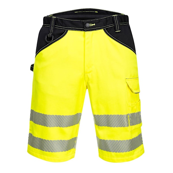 Portwest Herr PW3 Kontrastpanel Hi-Vis Shorts 33R Gul/Svart Yellow/Black 33R