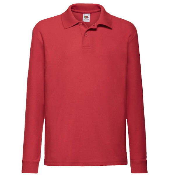 Fruit Of The Loom Barnkläder Långärmad 65/35 Pique Polo / Barn Polotröjor 3-4 Röd Red 3-4
