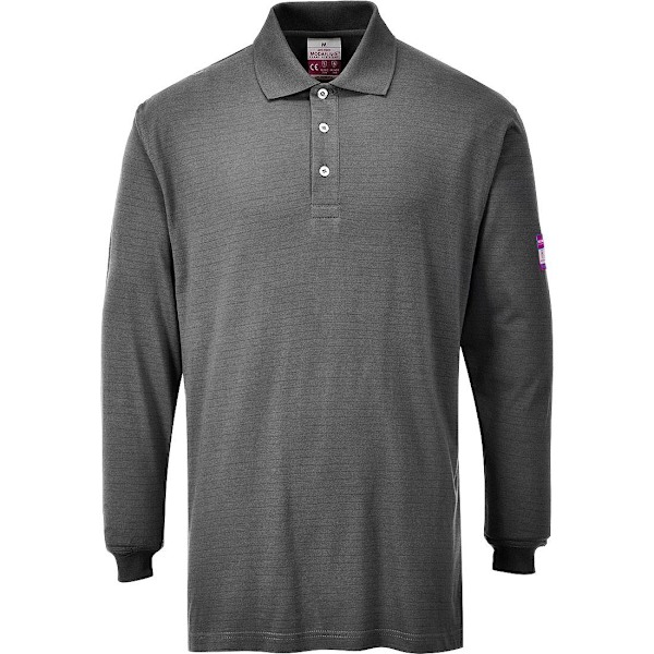 Portwest Herr Flamhämmande Antistatisk Långärmad Pikétröja Grey XL