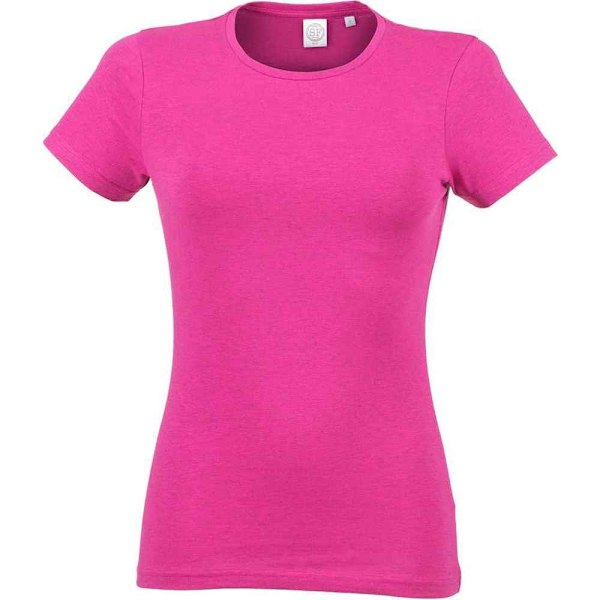 SF Dam/Kvinnor Feel Good Heather Stretch T-Shirt XXL Rosa Pink XXL