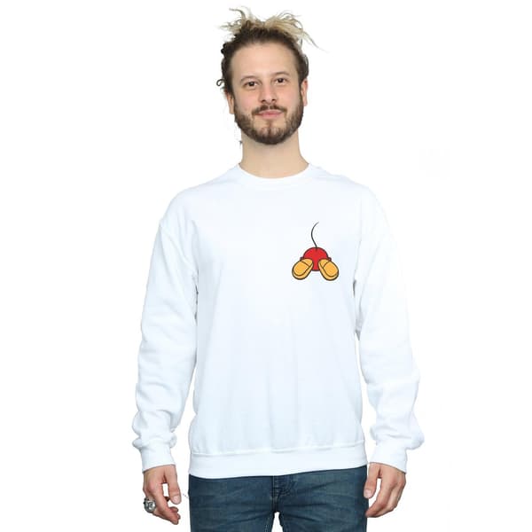 Disney Herr Mickey Mouse Baksida Brösttryck Sweatshirt 3XL W White 3XL