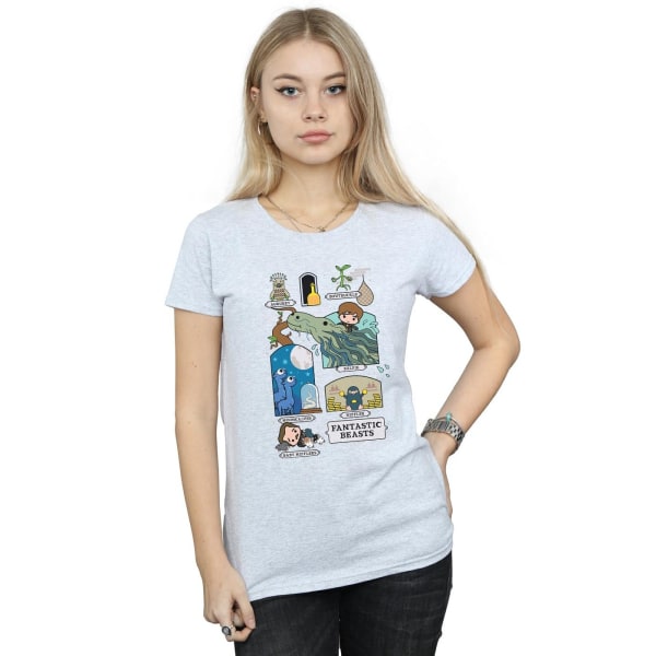 Fantastiska vidunder Kvinnor/Damer Chibi Newt Bomull T-shirt M Spor Sports Grey M
