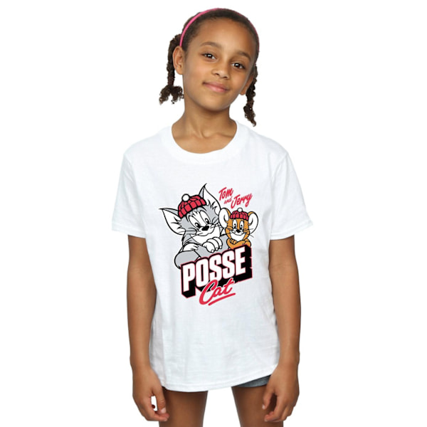 Tom And Jerry Girls Posse Cat Bomull T-shirt 9-11 År Vit White 9-11 Years