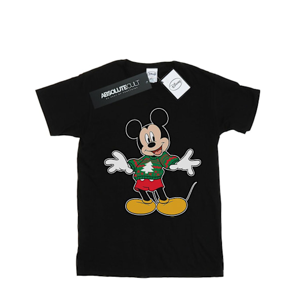 Disney Girls Mickey Mouse Jultröja Stroke Bomull T-shirt Black 7-8 Years