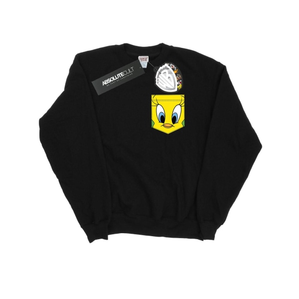 Looney Tunes Tweety Pie Face Faux Pocket Sweatshirt S Blac Black S