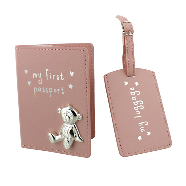 Button Corner Läderimitation Mitt Första Pass Set - Rosa One Size Pink One Size