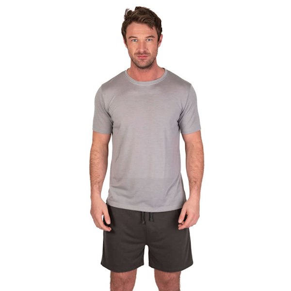 Light And Shade Herr Crew Neck Kort Pyjamas Set L Ljusgrå Melange Light Grey Marl/Charcoal L