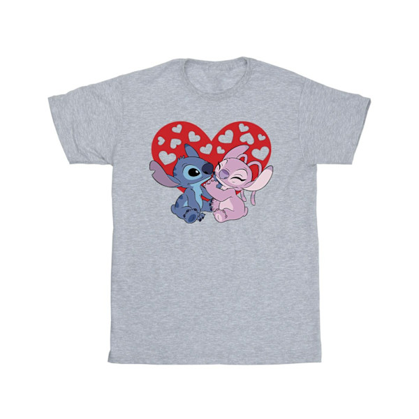 Disney Girls Lilo & Stitch Hearts Bomull T-shirt 3-4 år Sportig Grå Sports Grey 3-4 Years