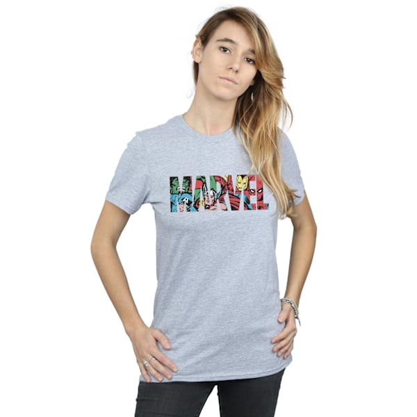 Marvel Dam/Damer Infill Karaktär Logo Boyfriend T-Shirt XX Sports Grey XXL