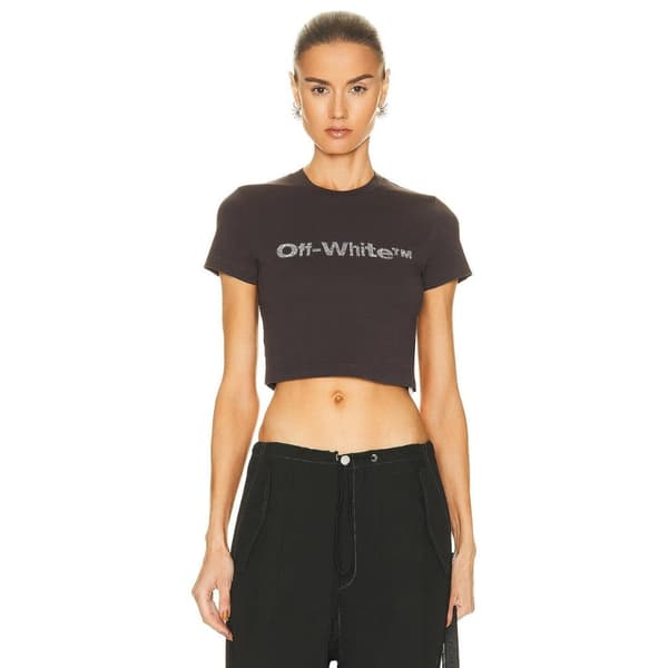 Off-White Dam/Dam Bling Bounce Crop T-shirt S Mörkgrå Dark Grey S