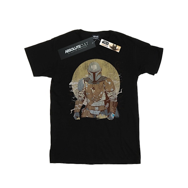 Star Wars Boys The Mandalorian Distressed Warrior T-Shirt 12-13 Black 12-13 Years