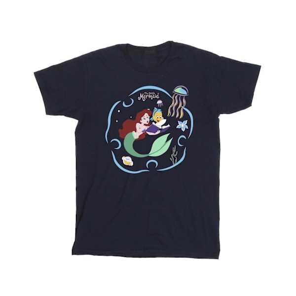 Disney Girls The Little Mermaid Läser En Bok Bomull T-Shirt 3 Navy Blue 3-4 Years