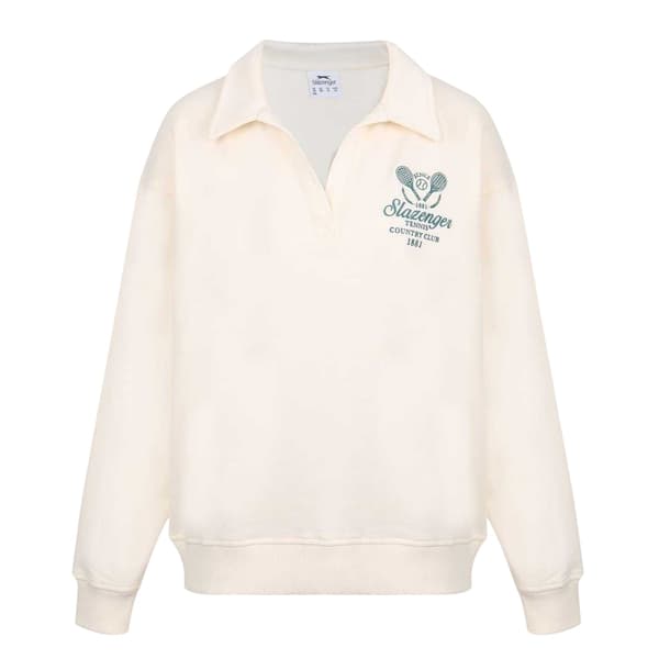 Slazenger Dam Broderad Logotyp Drop Shoulder Relaxed White 8 UK