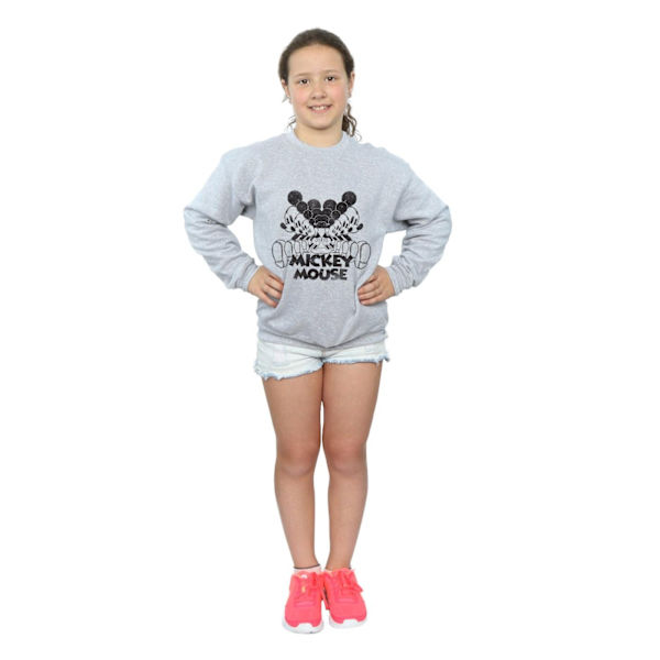 Disney Girls Mickey Mouse Mirrored Sweatshirt 7-8 år Sport Sports Grey 7-8 Years