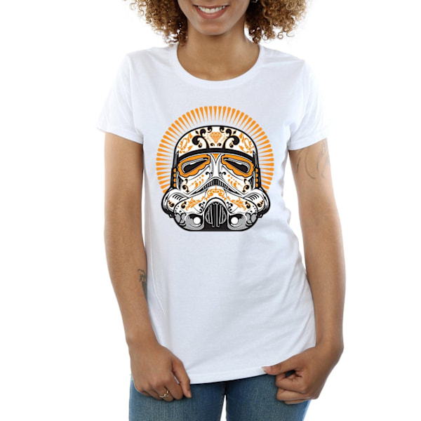 Star Wars Dam/Kvinnor Stormtrooper Dia De Los Muertos Bomull White S