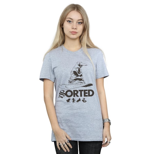 Harry Potter Dam/Kvinnors Sorteringshatt Bomull Boyfriend T-shirt Sports Grey XXL
