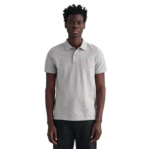 Gant Herr Shield Kortärmad Pikétröja M Grå Grey M