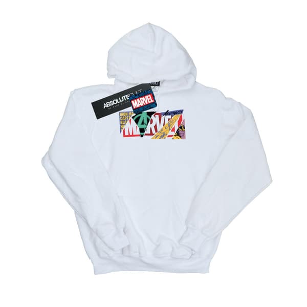 Marvel Herr Collage Logotyp Huvtröja 3XL Vit White 3XL