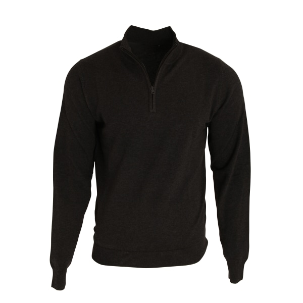 Premier Mens 1/4 Zip Neck Stickad Sweater XL Black Black XL