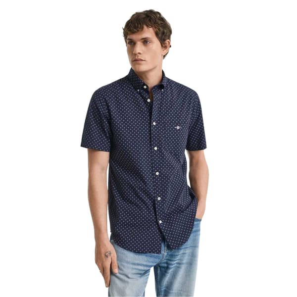 Gant Herr Mönstrad Regular Skjorta S Evening Blue Evening Blue S
