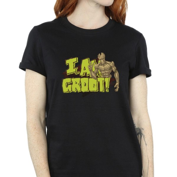 Guardians Of The Galaxy Womens/Ladies I Am Groot Cotton Boyfrie Black S
