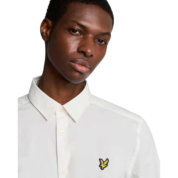 Lyle & Scott Långärmad Bambuskjorta för Herr M Vit White M