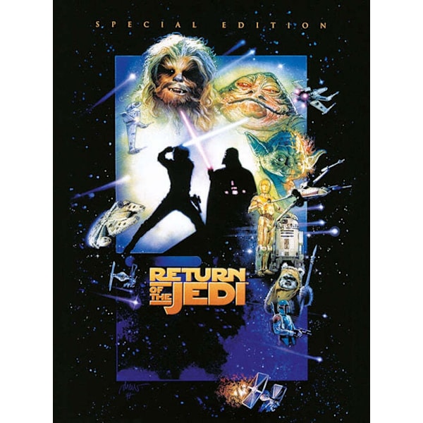 Star Wars: Återkomsten av Jedi - Canvas tavla 80 cm x 60 cm Svart/Blå Black/Blue/White 80cm x 60cm