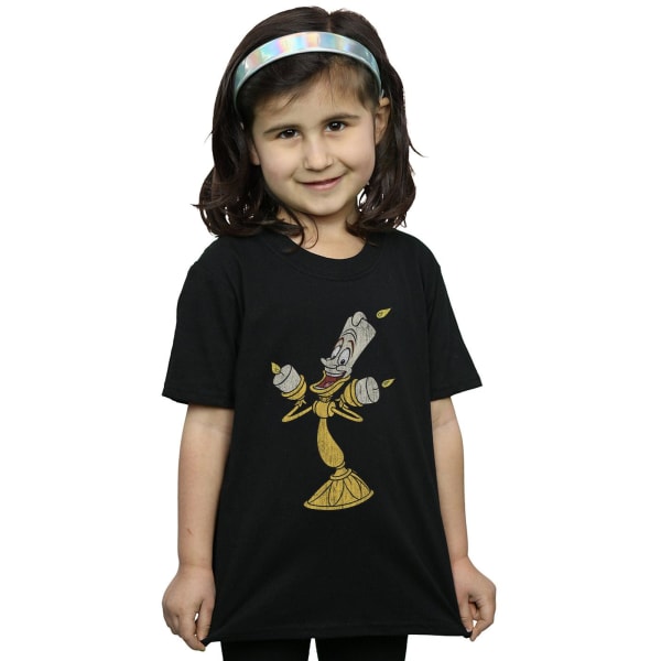 Disney Girls Beauty And The Beast Lumiere Distressed Cotton T-S Black 12-13 Years