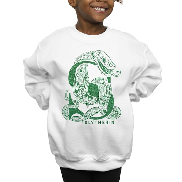 Harry Potter Flickor Slytherin Glitter Sweatshirt 5-6 År Vit White 5-6 Years
