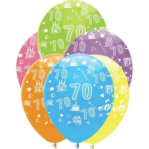 Kreativa latexballonger för 70-årsfest (6-pack) En storlek Flerfärgad Multicoloured One Size