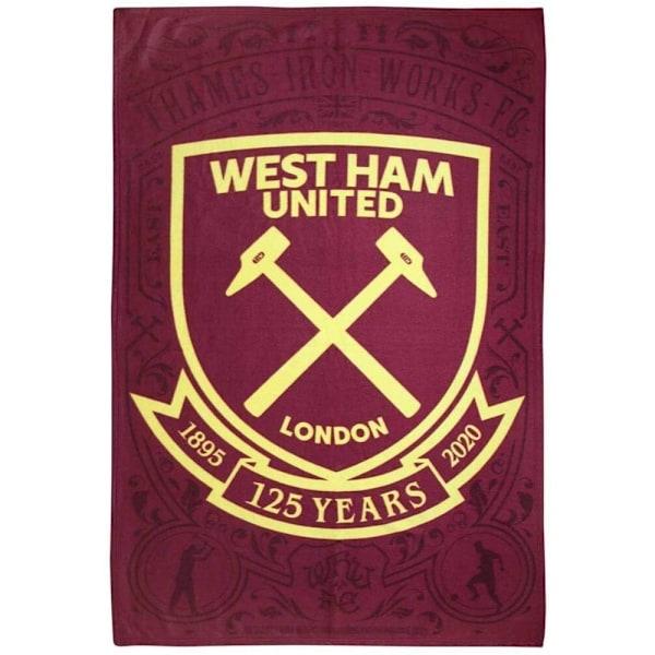 West Ham United FC 125 År Fleecefilt One Size Vinröd Claret Red/Yellow One Size