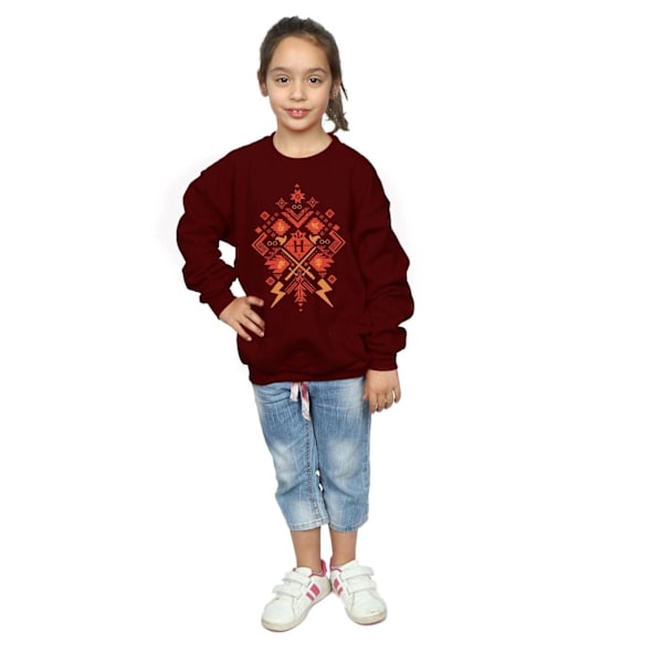 Harry Potter flickor jul Fair Isle sweatshirt 12-13 år B Burgundy 12-13 Years