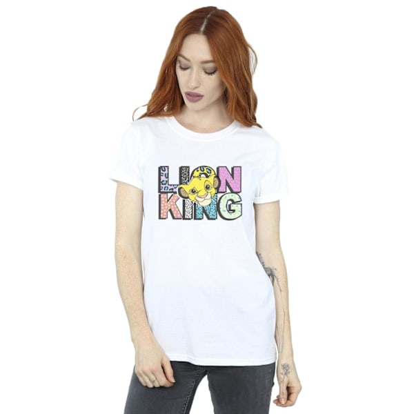 Disney Dam/Kvinnor Lejonkungen Mönsterlogotyp Bomull Pojkvän White XXL