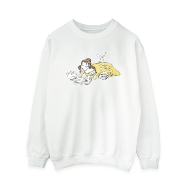 Disney Dam/Kvinnor Skönheten och Odjuret Belle Läsning Sweatshirt White XXL