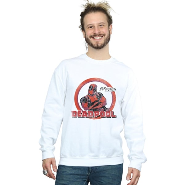 Marvel Mens Deadpool Seriously Speech Bubble Sweatshirt S Vit White S