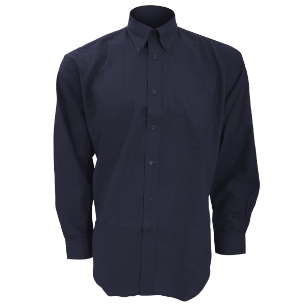 Kustom Kit Herr Workwear Oxford långärmad skjorta 19 tum fransk French Navy 19inch