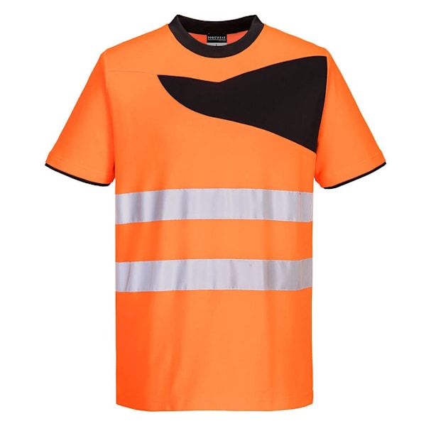 Portwest Herr PW2 Bomull Hög Synlighet Säkerhet T-shirt 3XL Orange/Svart Orange/Black 3XL