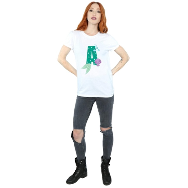 Disney Dam/Damer Alfabetet A Är För Ariel Bomull Pojkvän T-shirt White M