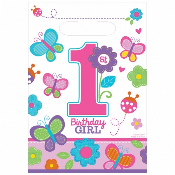 Amscan Sweet 1st Birthday Girl Loot Bags (paket med 8) One Size P Pink/Purple One Size