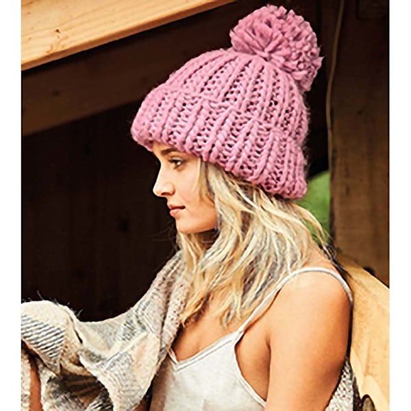 Beechfield Dam/Dam Oversized Hand Knitted Beanie En Storlek Dusky Pink One size