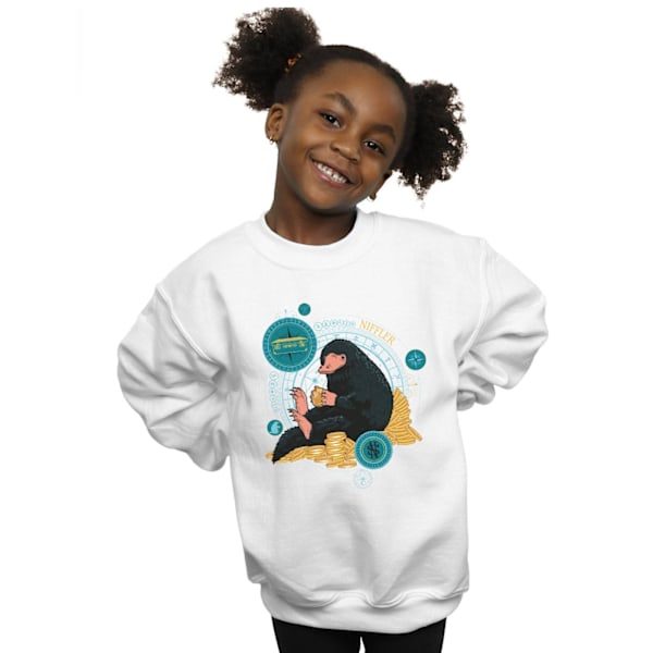 Fantastiska vidunder Girls Sitting Niffler Sweatshirt 5-6 år Vit White 5-6 Years