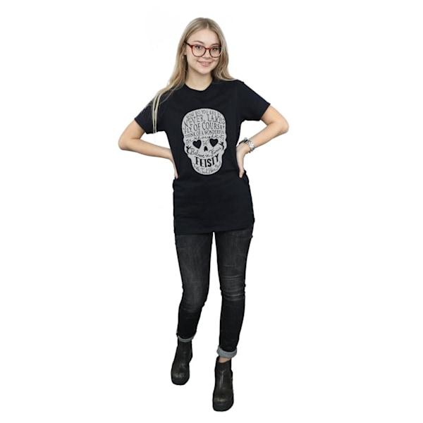 Disney Dam/Kvinnor Tinker Bell Skull Bomull Boyfriend T-Shirt Black L