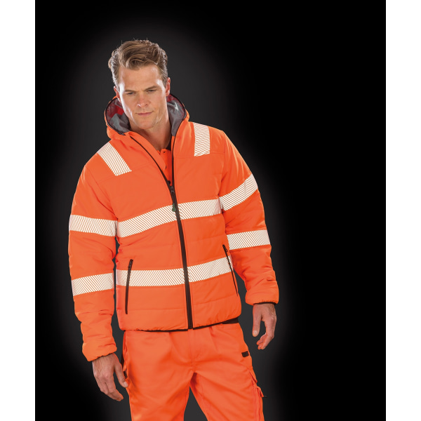 Resultat Äkta återvunnen herr Ripstop säkerhetsvadderad jacka XL Fl Fluorescent Orange XL