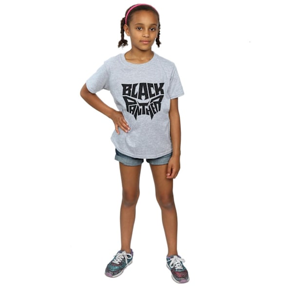 Marvel Girls Black Panther Worded Emblem Bomull T-shirt 5-6 år Sports Grey 5-6 Years