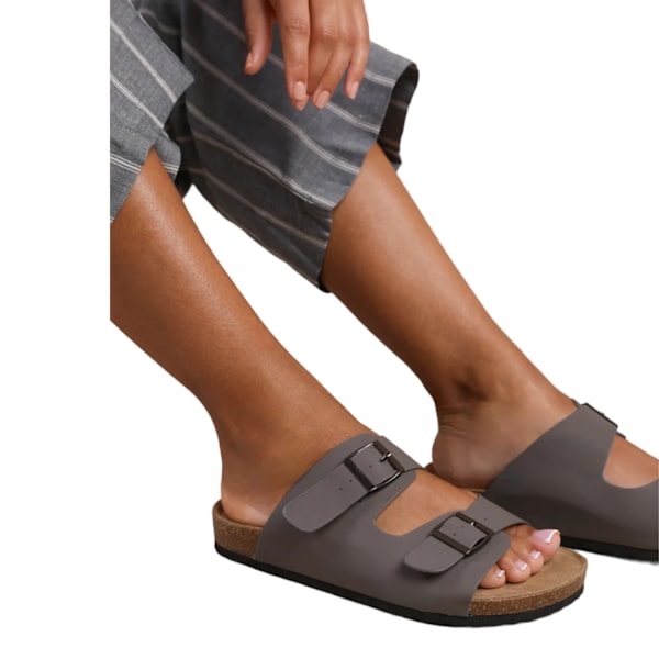 Where's That From Dam/Damer Willow Nubuck Spänne Detalj Fla Grey 3 UK